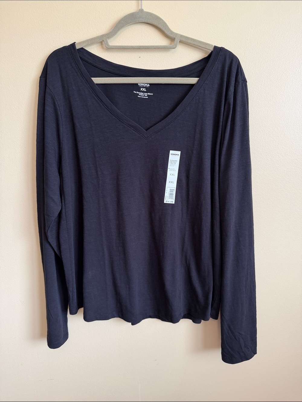 Sonoma Goods For Life Women’s
 XXL Black Long Sleeve V-Neck Tee NWT Layering